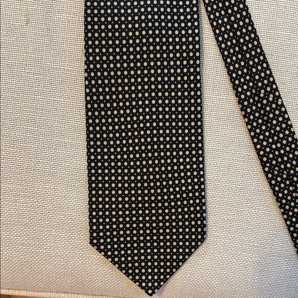 Joseph Abboud Black and Cream Polka Dot Tie